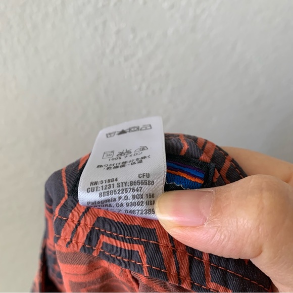 Patagonia Men's Geometric Hexagon Print Water Swim Trunks Orange Tie 35 - Picture 7 of 8